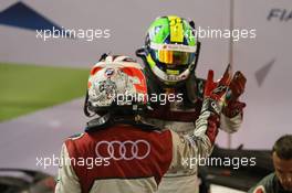 Second placed Marcel Fassler (SUI) #07 Audi Sport Team Joest Audi R18 celebrates in parc ferme. 19.11.2016. FIA World Endurance Championship, Round 9, Six Hours of Bahrain, Sakhir, Bahrain, Saturday
