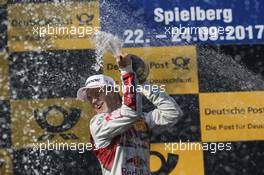 Podium: Race winner Mattias Ekstrom (SWE) Audi Sport Team Abt Sportsline, Audi A5 DTM celebrates with the champagne. 23.09.2017, DTM Round 8, Red Bull Ring Spielberg, Austria,  Saturday.