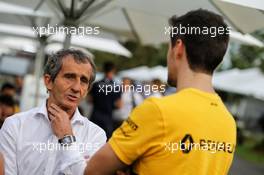 (L to R): Alain Prost (FRA) Renault Sport F1 Team Special Advisor with Jolyon Palmer (GBR) Renault Sport F1 Team. 24.03.2017. Formula 1 World Championship, Rd 1, Australian Grand Prix, Albert Park, Melbourne, Australia, Practice Day.