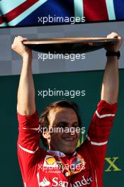 Luigi Fraboni (ITA) Ferrari Head of Engine Trackside Operations celebrates on the podium. 26.03.2017. Formula 1 World Championship, Rd 1, Australian Grand Prix, Albert Park, Melbourne, Australia, Race Day.