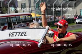 Sebastian Vettel (GER) Ferrari on the drivers parade. 26.03.2017. Formula 1 World Championship, Rd 1, Australian Grand Prix, Albert Park, Melbourne, Australia, Race Day.