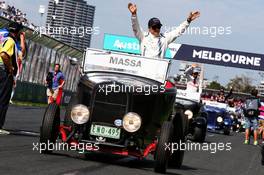 Felipe Massa (BRA) Williams on the drivers parade. 26.03.2017. Formula 1 World Championship, Rd 1, Australian Grand Prix, Albert Park, Melbourne, Australia, Race Day.