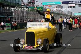 Nico Hulkenberg (GER) Renault Sport F1 Team on the drivers parade. 26.03.2017. Formula 1 World Championship, Rd 1, Australian Grand Prix, Albert Park, Melbourne, Australia, Race Day.
