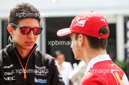 (L to R): Esteban Ocon (FRA) Sahara Force India F1 Team with Charles Leclerc (MON) Ferrari Development Driver. 23.03.2017. Formula 1 World Championship, Rd 1, Australian Grand Prix, Albert Park, Melbourne, Australia, Preparation Day.