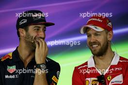 (L to R): Daniel Ricciardo (AUS) Red Bull Racing with Sebastian Vettel (GER) Ferrari in the FIA Press Conference. 23.03.2017. Formula 1 World Championship, Rd 1, Australian Grand Prix, Albert Park, Melbourne, Australia, Preparation Day.