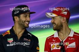 (L to R): Daniel Ricciardo (AUS) Red Bull Racing with Sebastian Vettel (GER) Ferrari in the FIA Press Conference. 23.03.2017. Formula 1 World Championship, Rd 1, Australian Grand Prix, Albert Park, Melbourne, Australia, Preparation Day.
