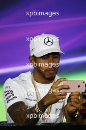 Lewis Hamilton (GBR) Mercedes AMG F1 in the FIA Press Conference. 23.03.2017. Formula 1 World Championship, Rd 1, Australian Grand Prix, Albert Park, Melbourne, Australia, Preparation Day.