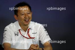 Yusuke Hasegawa (JPN) Head of Honda F1 Programme in the FIA Press Conference. 07.07.2017. Formula 1 World Championship, Rd 9, Austrian Grand Prix, Spielberg, Austria, Practice Day.
