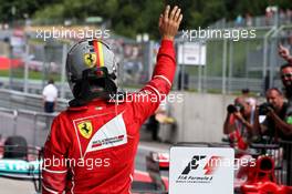 Sebastian Vettel (GER) Ferrari celebrates his second position in parc ferme. 09.07.2017. Formula 1 World Championship, Rd 9, Austrian Grand Prix, Spielberg, Austria, Race Day.