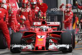 Kimi Raikkonen (FIN) Scuderia Ferrari during pitstop 09.07.2017. Formula 1 World Championship, Rd 9, Austrian Grand Prix, Spielberg, Austria, Race Day.