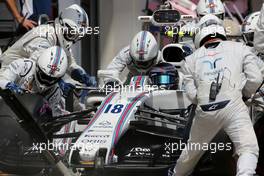 Lance Stroll (CDN) Williams F1 Team during pitstop 09.07.2017. Formula 1 World Championship, Rd 9, Austrian Grand Prix, Spielberg, Austria, Race Day.