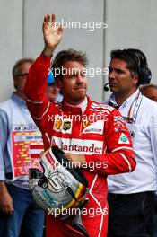 Sebastian Vettel (GER) Ferrari celebrates his second position in qualifying parc ferme. 08.07.2017. Formula 1 World Championship, Rd 9, Austrian Grand Prix, Spielberg, Austria, Qualifying Day.