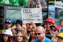 Free hugs from a fan - for F1 Drivers Only. 08.07.2017. Formula 1 World Championship, Rd 9, Austrian Grand Prix, Spielberg, Austria, Qualifying Day.