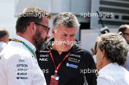 (L to R): Gwen Lagrue, Head of Mercedes AMG Driver Development with Otmar Szafnauer (USA) Sahara Force India F1 Chief Operating Officer and Alain Prost (FRA) Renault Sport F1 Team Special Advisor. 09.07.2017. Formula 1 World Championship, Rd 9, Austrian Grand Prix, Spielberg, Austria, Race Day.