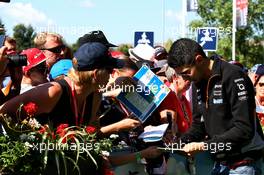 Esteban Ocon (FRA) Sahara Force India F1 Team signs autographs for the fans. 09.07.2017. Formula 1 World Championship, Rd 9, Austrian Grand Prix, Spielberg, Austria, Race Day.
