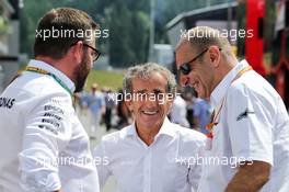 (L to R): Gwen Lagrue, Head of Mercedes AMG Driver Development with Alain Prost (FRA) Renault Sport F1 Team Special Advisor and Bruno Michel (FRA) F2 CEO. 09.07.2017. Formula 1 World Championship, Rd 9, Austrian Grand Prix, Spielberg, Austria, Race Day.