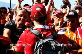Sebastian Vettel (GER) Ferrari with fans. 09.07.2017. Formula 1 World Championship, Rd 9, Austrian Grand Prix, Spielberg, Austria, Race Day.