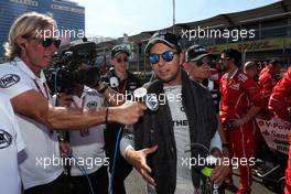 Sergio Perez (MEX) Sahara Force India F1 on the grid. 25.06.2017. Formula 1 World Championship, Rd 8, Azerbaijan Grand Prix, Baku Street Circuit, Azerbaijan, Race Day.