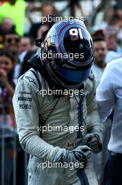 Lance Stroll (CDN) Williams celebrates his third position in parc ferme. 25.06.2017. Formula 1 World Championship, Rd 8, Azerbaijan Grand Prix, Baku Street Circuit, Azerbaijan, Race Day.