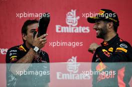 Race winner Daniel Ricciardo (AUS) Red Bull Racing celebrates on the podium. 25.06.2017. Formula 1 World Championship, Rd 8, Azerbaijan Grand Prix, Baku Street Circuit, Azerbaijan, Race Day.