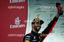 Race winner Daniel Ricciardo (AUS) Red Bull Racing celebrates on the podium. 25.06.2017. Formula 1 World Championship, Rd 8, Azerbaijan Grand Prix, Baku Street Circuit, Azerbaijan, Race Day.