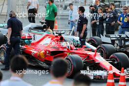 Sebastian Vettel (GER) Ferrari SF70H and Lewis Hamilton (GBR) Mercedes AMG F1 W08 in parc ferme. 25.06.2017. Formula 1 World Championship, Rd 8, Azerbaijan Grand Prix, Baku Street Circuit, Azerbaijan, Race Day.