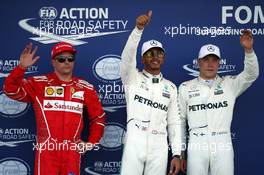 Pole for Lewis Hamilton (GBR) Mercedes AMG F1 W08, 2nd for Valtteri Bottas (FIN) Mercedes AMG F1 W08 and 3rd for Kimi Raikkonen (FIN) Ferrari SF70H. 24.06.2017. Formula 1 World Championship, Rd 8, Azerbaijan Grand Prix, Baku Street Circuit, Azerbaijan, Qualifying Day.