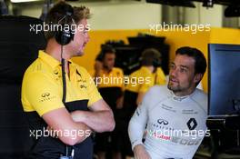 Jolyon Palmer (GBR) Renault Sport F1 Team with Jack Clarke (GBR) Driver and Physio. 24.06.2017. Formula 1 World Championship, Rd 8, Azerbaijan Grand Prix, Baku Street Circuit, Azerbaijan, Qualifying Day.