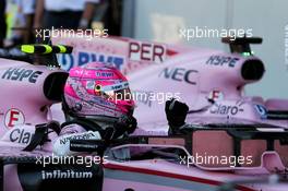 Esteban Ocon (FRA) Sahara Force India F1 VJM10 in parc ferme. 24.06.2017. Formula 1 World Championship, Rd 8, Azerbaijan Grand Prix, Baku Street Circuit, Azerbaijan, Qualifying Day.