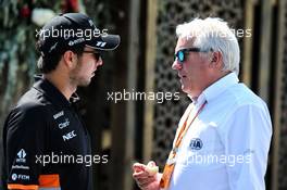 (L to R): Sergio Perez (MEX) Sahara Force India F1 with Charlie Whiting (GBR) FIA Delegate. 25.06.2017. Formula 1 World Championship, Rd 8, Azerbaijan Grand Prix, Baku Street Circuit, Azerbaijan, Race Day.