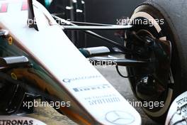 Mercedes AMG F1 W08 front suspension detail. 27.02.2017. Formula One Testing, Day One, Barcelona, Spain. Monday.