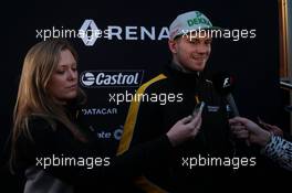 Nico Hulkenberg (GER) Renault Sport F1 Team with the media. 27.02.2017. Formula One Testing, Day One, Barcelona, Spain. Monday.