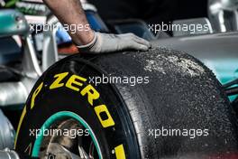 Valtteri Bottas (FIN) Mercedes AMG F1 W08 - Pirelli tyre. 27.02.2017. Formula One Testing, Day One, Barcelona, Spain. Monday.