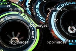 Pirelli tyres. 02.03.2017. Formula One Testing, Day Four, Barcelona, Spain. Thursday.
