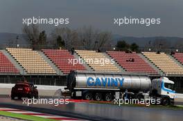 Tankers soak the circuit with water. 02.03.2017. Formula One Testing, Day Four, Barcelona, Spain. Thursday.