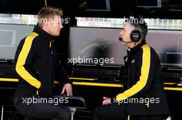(L to R): Nico Hulkenberg (GER) Renault Sport F1 Team with Nick Chester (GBR) Renault Sport F1 Team Chassis Technical Director. 01.03.2017. Formula One Testing, Day Three, Barcelona, Spain. Wednesday.