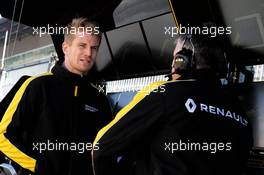 (L to R): Nico Hulkenberg (GER) Renault Sport F1 Team with Nick Chester (GBR) Renault Sport F1 Team Chassis Technical Director. 01.03.2017. Formula One Testing, Day Three, Barcelona, Spain. Wednesday.
