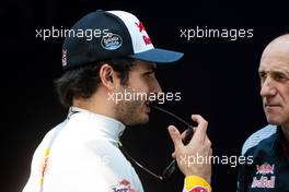 (L to R): Carlos Sainz Jr (ESP) Scuderia Toro Rosso with Franz Tost (AUT) Scuderia Toro Rosso Team Principal. 10.03.2017. Formula One Testing, Day Four, Barcelona, Spain. Friday.