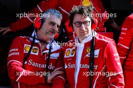 (L to R): Maurizio Arrivabene (ITA) Ferrari Team Principal with Mattia Binotto (ITA) Ferrari Chief Technical Officer. 09.03.2017. Formula One Testing, Day Three, Barcelona, Spain. Thursday.