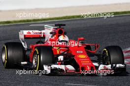 Sebastian Vettel (GER) Ferrari SF70H. 07.03.2017. Formula One Testing, Day One, Barcelona, Spain. Tuesday.