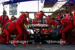 Sebastian Vettel (GER) Ferrari SF70H practices a pit stop. 07.03.2017. Formula One Testing, Day One, Barcelona, Spain. Tuesday.