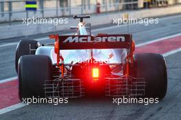 Stoffel Vandoorne (BEL) McLaren MCL32 running sensor equipment. 07.03.2017. Formula One Testing, Day One, Barcelona, Spain. Tuesday.