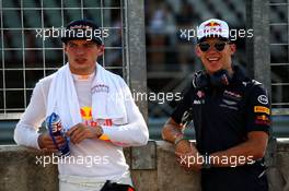(L to R): Max Verstappen (NLD) Red Bull Racing with Pierre Gasly (FRA) Red Bull Racing Test Driver. 01.08.2017. Formula 1 Testing, Budapest, Hungary.