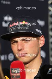 Max Verstappen (NLD) Red Bull Racing with the media. 01.08.2017. Formula 1 Testing, Budapest, Hungary.