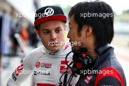 (L to R): Santino Ferrucci (USA) Haas F1 Team Development Driver with Ayao Komatsu (JPN) Haas F1 Team Race Engineer. 02.08.2017. Formula 1 Testing, Budapest, Hungary.
