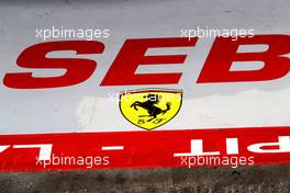 Pit garage of Sebastian Vettel (GER) Ferrari. 25.08.2017. Formula 1 World Championship, Rd 12, Belgian Grand Prix, Spa Francorchamps, Belgium, Practice Day.