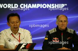 (L to R): Yusuke Hasegawa (JPN) Head of Honda F1 Programme and Franz Tost (AUT) Scuderia Toro Rosso Team Principal in the FIA Press Conference. 25.08.2017. Formula 1 World Championship, Rd 12, Belgian Grand Prix, Spa Francorchamps, Belgium, Practice Day.