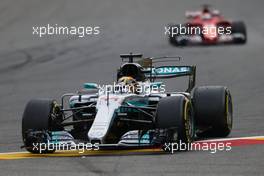 Race winner Lewis Hamilton (GBR) Mercedes AMG F1 W08 celebrates at the end of the race. 27.08.2017. Formula 1 World Championship, Rd 12, Belgian Grand Prix, Spa Francorchamps, Belgium, Race Day.