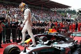 Race winner Lewis Hamilton (GBR) Mercedes AMG F1 W08 celebrates in parc ferme. 27.08.2017. Formula 1 World Championship, Rd 12, Belgian Grand Prix, Spa Francorchamps, Belgium, Race Day.