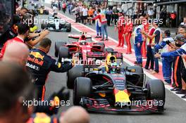 Daniel Ricciardo (AUS) Red Bull Racing RB13 celebrates his third position entering parc ferme. 27.08.2017. Formula 1 World Championship, Rd 12, Belgian Grand Prix, Spa Francorchamps, Belgium, Race Day.